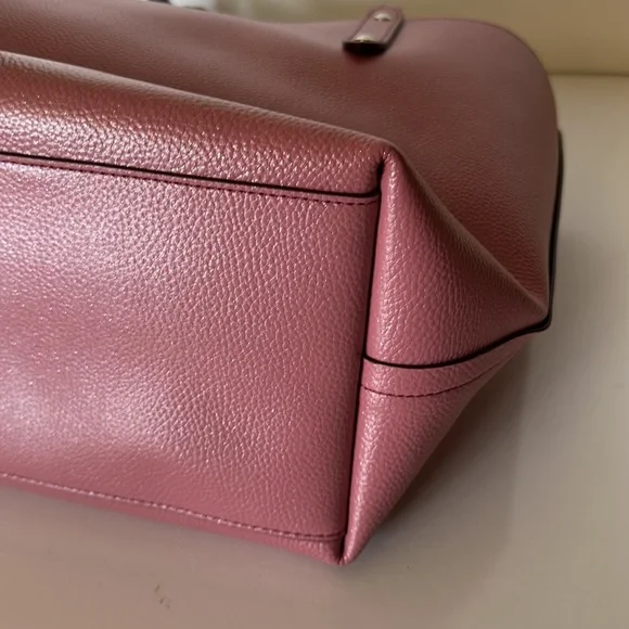 Coach 58850 Market Tote Pebble Leather Glitter Pink Rose Polished Silver Hangbag - Picture 8 of 10